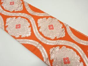 アンティーク　花立涌模様織り出しリバーシブル全通袋帯（着用可）